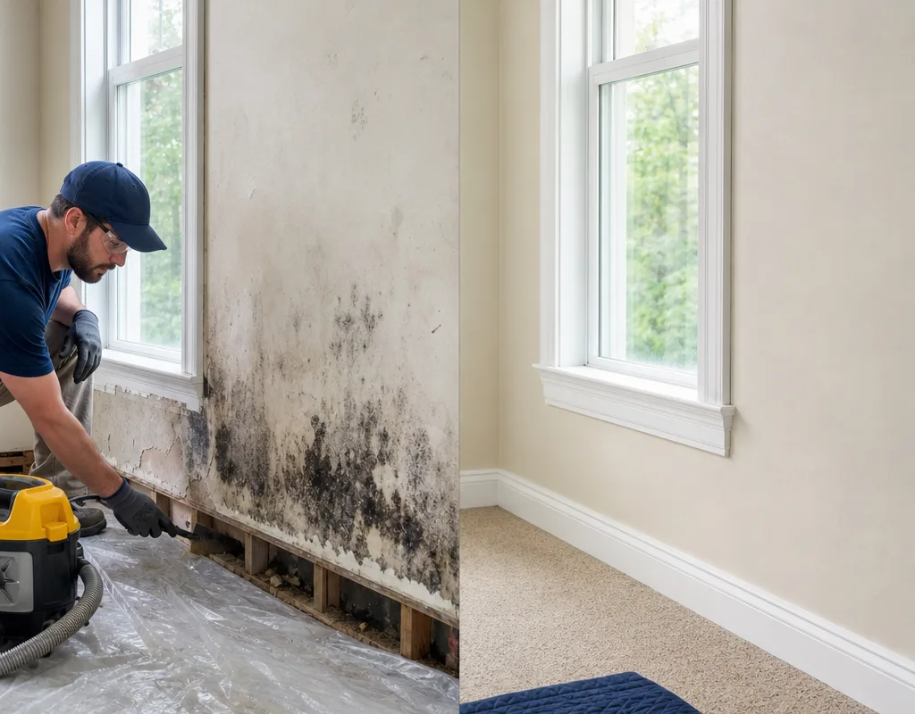 Water damage restoration work in a Huntsville-area property